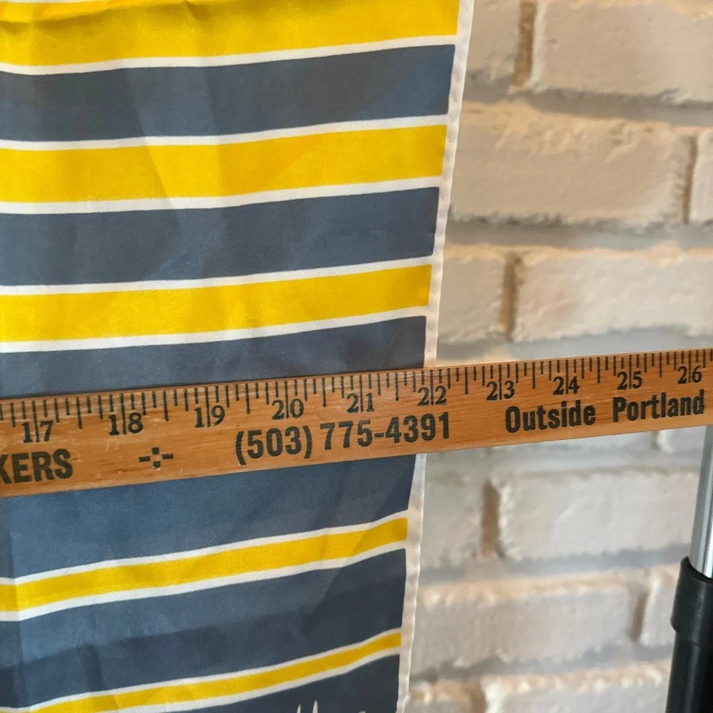 Vintage Vera Neumann Polyester Scarf Yellow Gray Stripes Mod Square Japan